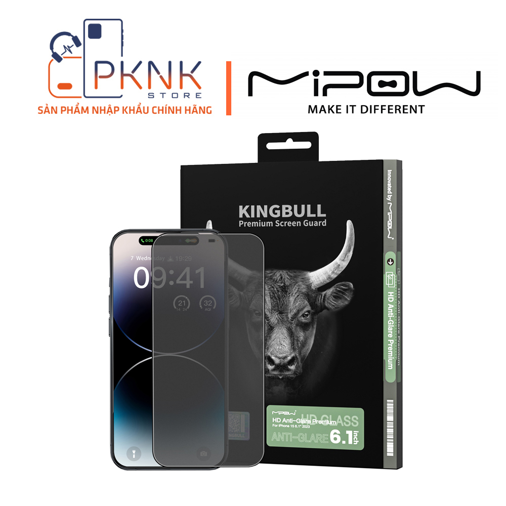 Cường chống bám vân MiPow Kingbull Anti-Glare Premium HD iPhone 15 Pro
