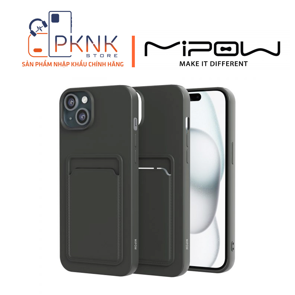 Ốp lưng Mipow Max Card Bag TPU Leather iPhone 15 Plus - Gray