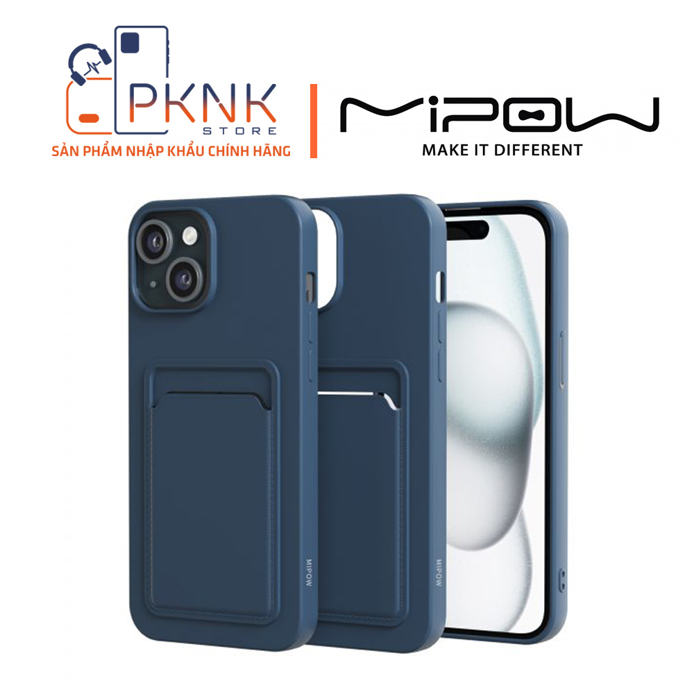 Ốp lưng Mipow Ring Stand TPU Leather iPhone 15 Pro - Blue