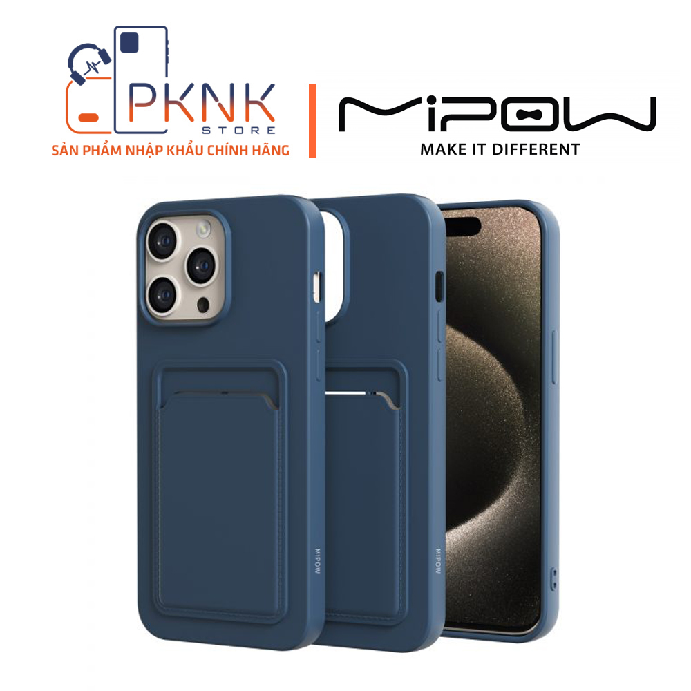 Ốp lưng Mipow Max Card Bag TPU Leather iPhone 15 Pro - Blue