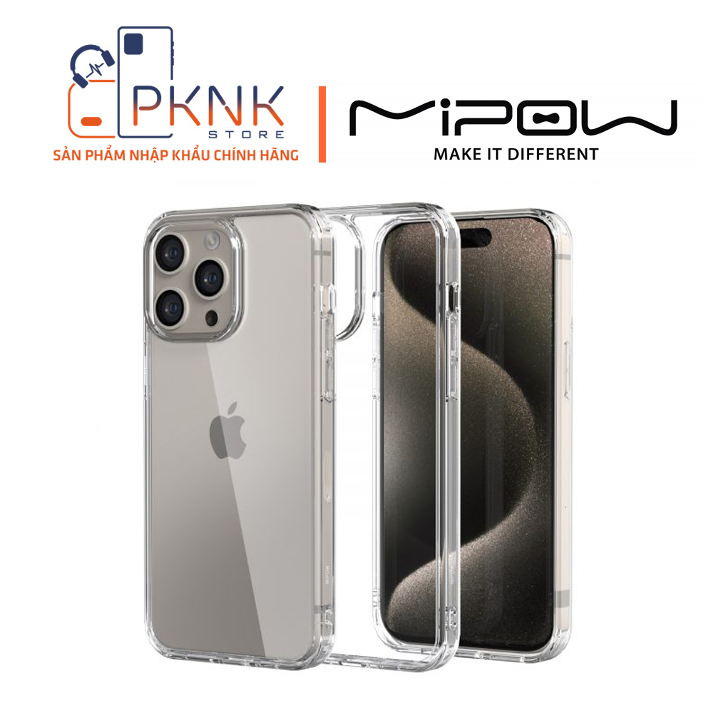 Ốp lưng trong Mipow Silicone TPU Soft Transparnet cho iPhone 15 Pro