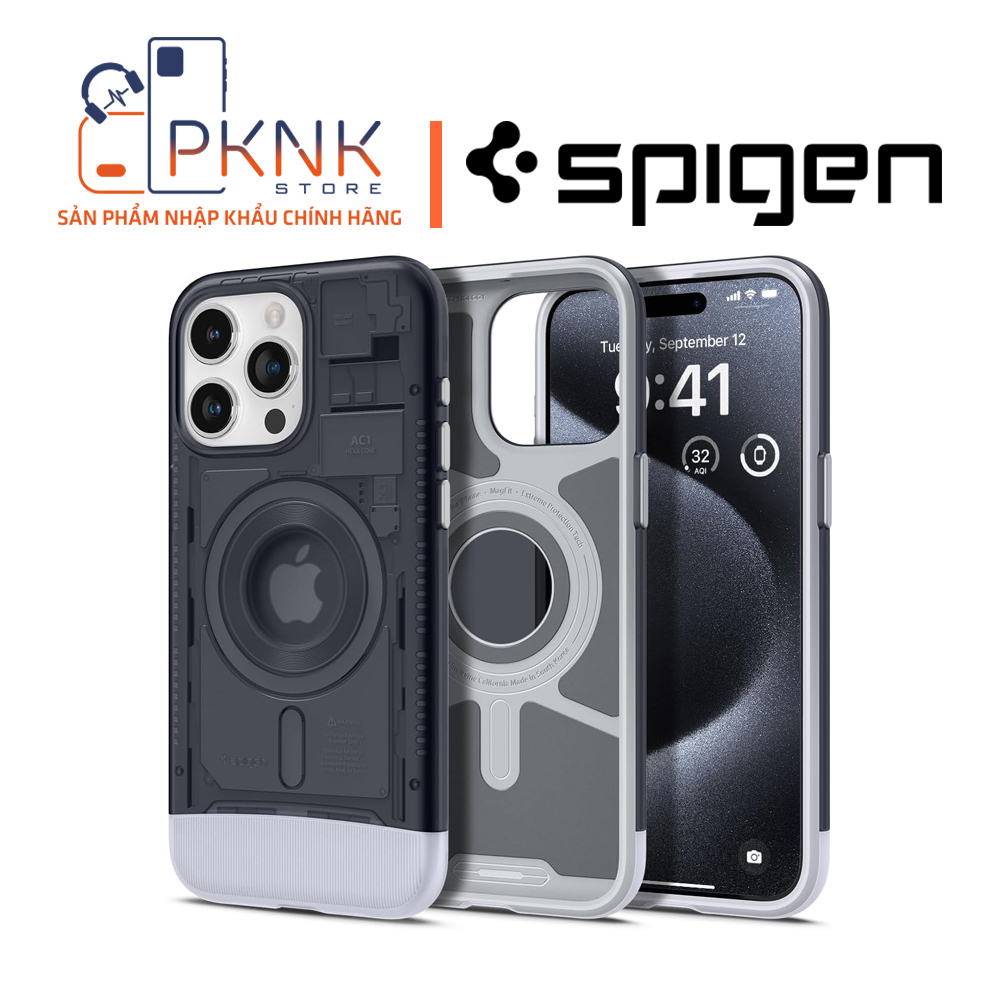 Ốp Lưng Spigen iPhone 15 Pro Max Classic C1 (MagFit) I GRAPHITE