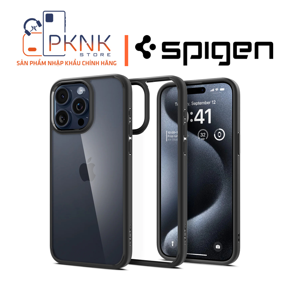 Ốp Lưng Spigen iPhone 15 Pro Ultra Hybrid I MATTE BLACK