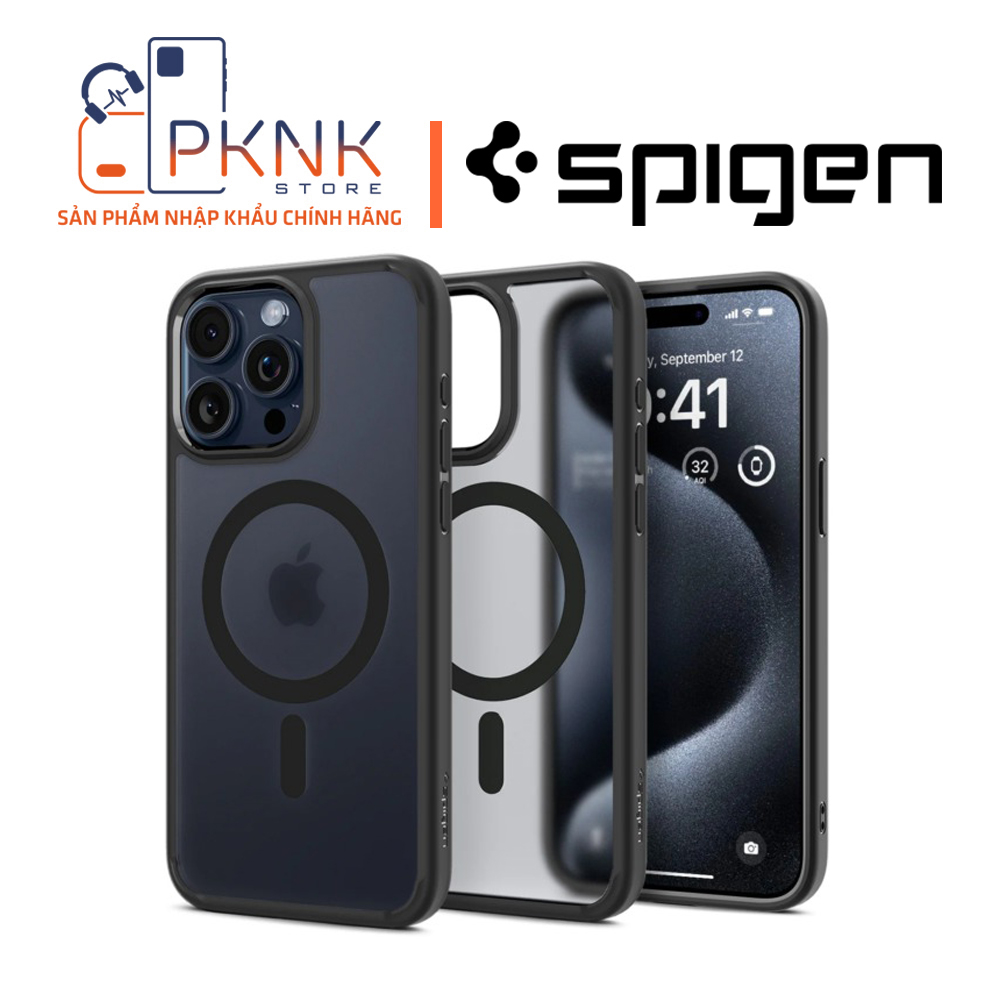 Ốp Lưng Spigen iPhone 15 Pro Max Ultra Hybrid (MagFit) I FROST BLACK