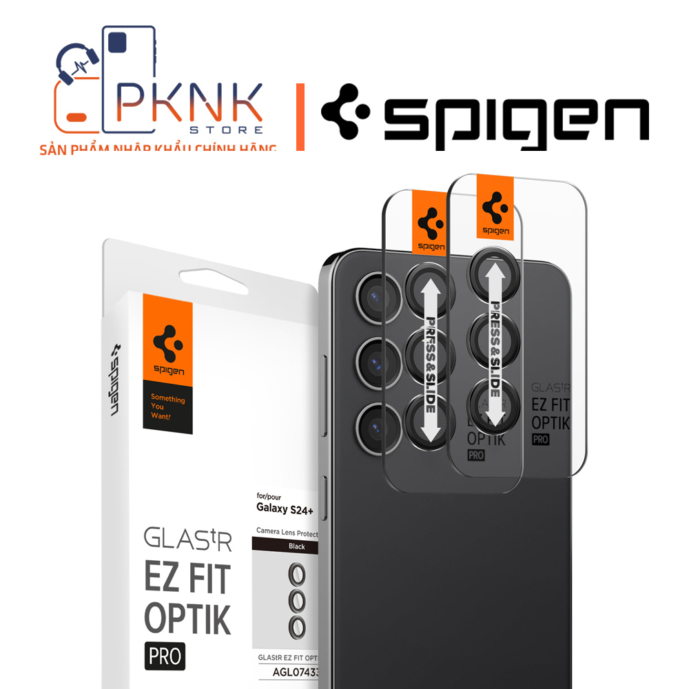 [2 Gói] Miếng dán bảo vệ Lens Camera Spigen Galaxy S24 Plus EZ Fit Optik I Black
