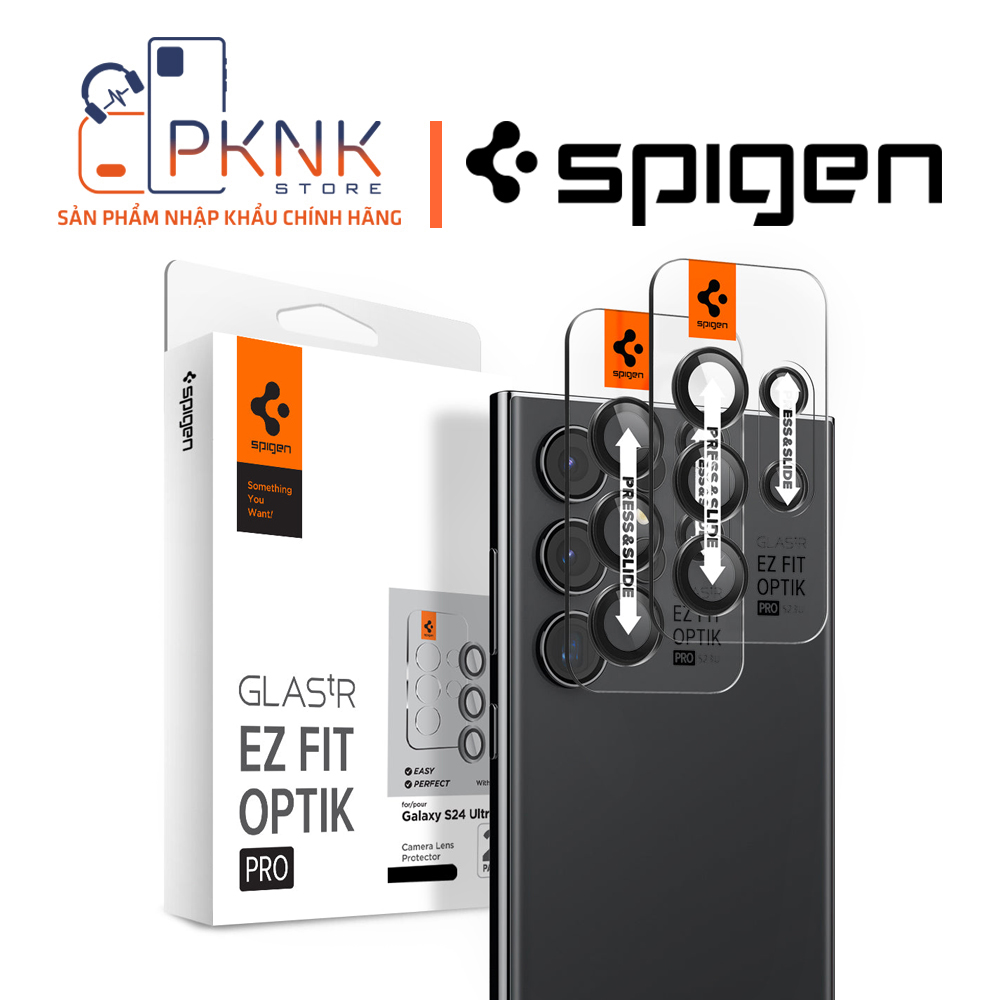 [2 Gói] Miếng dán bảo vệ Lens Camera Spigen Galaxy S24 Ultra EZ Fit Optik I Black