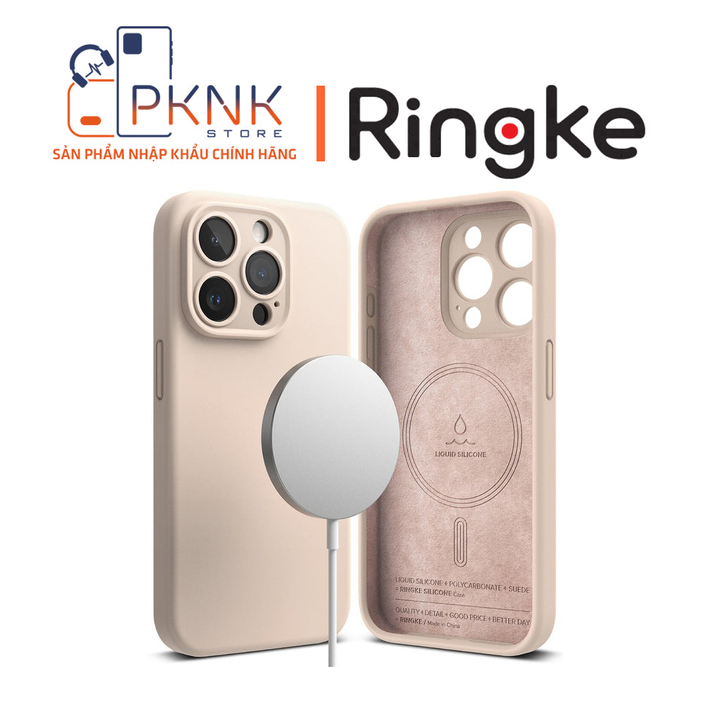 Ốp Lưng Ringke iPhone 15 Pro Max | Silicone Magnetic - Pink Sand