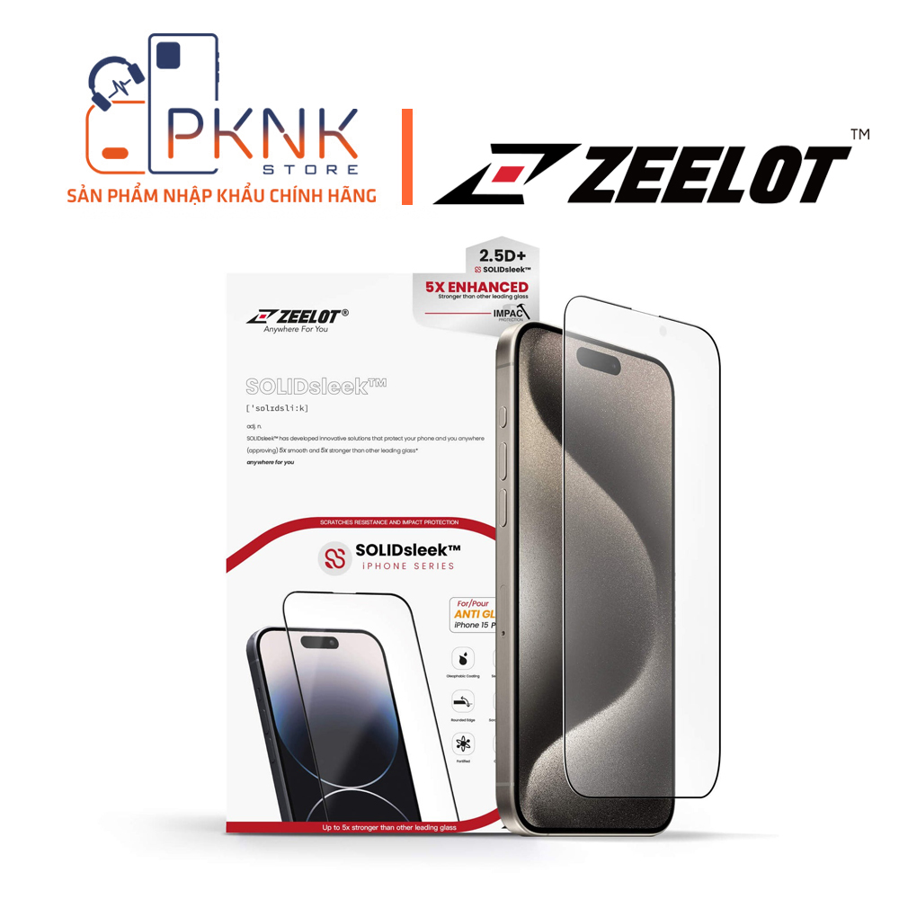 Kính Cường Lực (Nhám Mờ) SOLIDsleek ZEELOT Anti-Glare iPhone 15 Pro